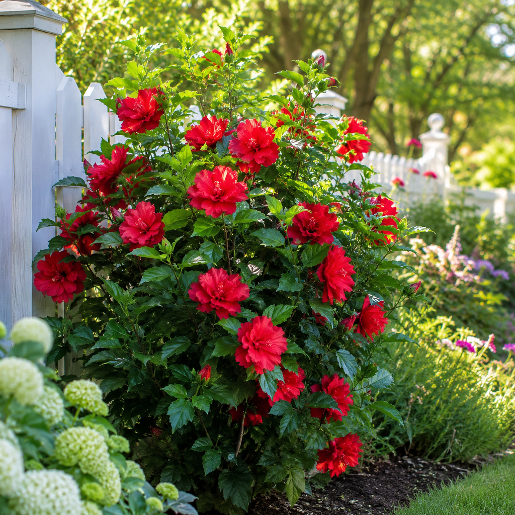 2 Red Hibiscus Althea Live Plants for Planting | 10-12 Inch Tall | Red Flowering Rose of Sharon Trees for Outdoor Gardens & Privacy Screens