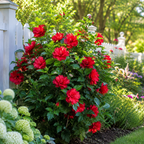 2 Red Hibiscus Althea Live Plants for Planting | 10-12 Inch Tall | Red Flowering Rose of Sharon Trees for Outdoor Gardens & Privacy Screens