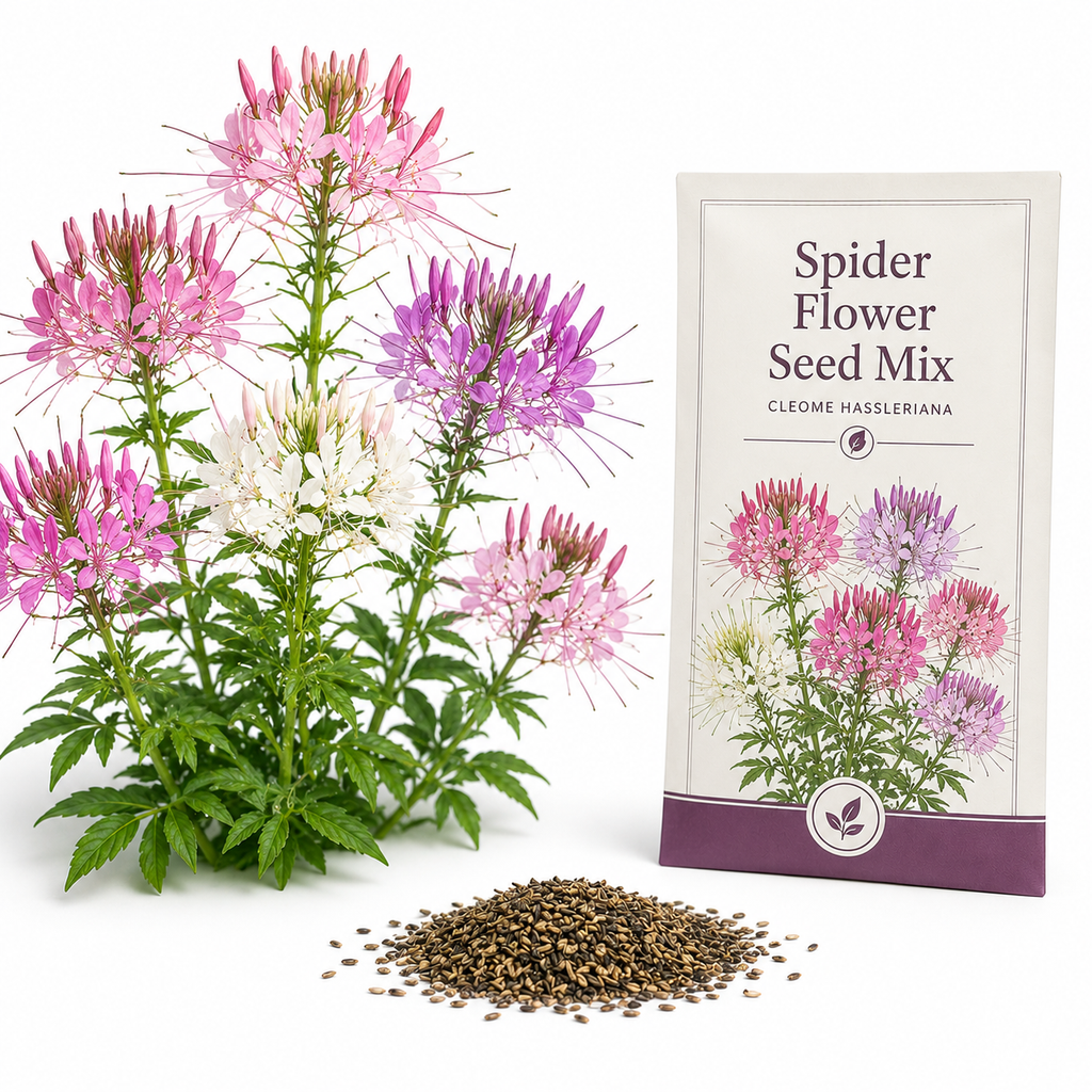 100 Spider Flower Seeds Mix, Spider Lily, Non-GMO Cleome hassleriana Seeds, Vibrant Multi-Color Flowers, Tall Annual Wildflower, for Backyard Borders