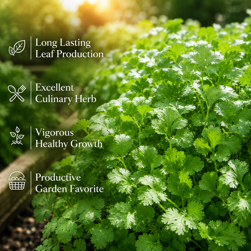 450 Slow Bolt Cilantro Seeds, Non-GMO Coriandrum sativum Seeds, High-Yielding, Heat Tolerant Edible Herb Seeds for Indoor, Outdoor Garden