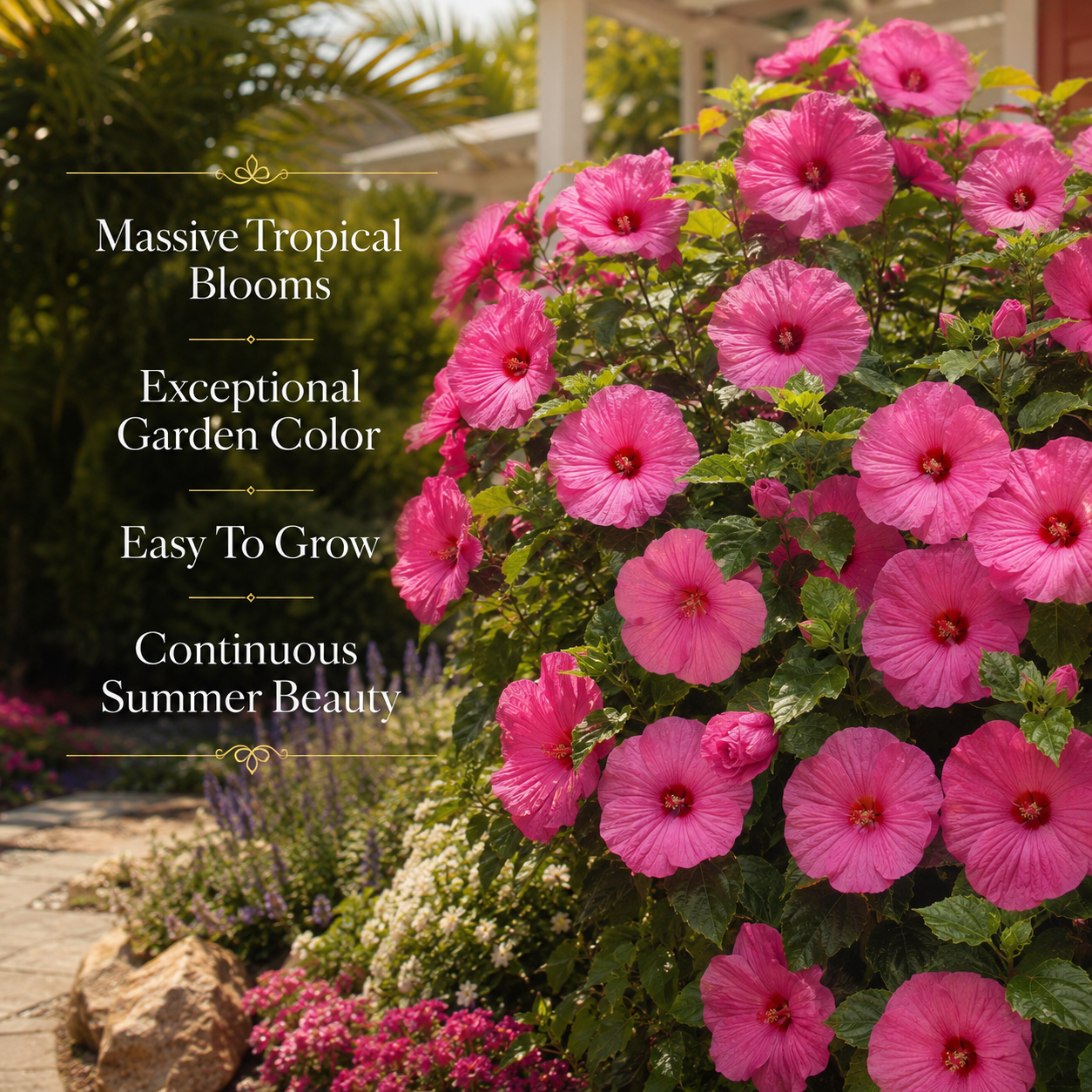 Rose Hardy Hibiscus Plants Live, 4-8" Tall, Vibrant Perennial Hibiscus Plant, Fast Growing Flowering Shrub for Backyard Landscape and Patio Pots