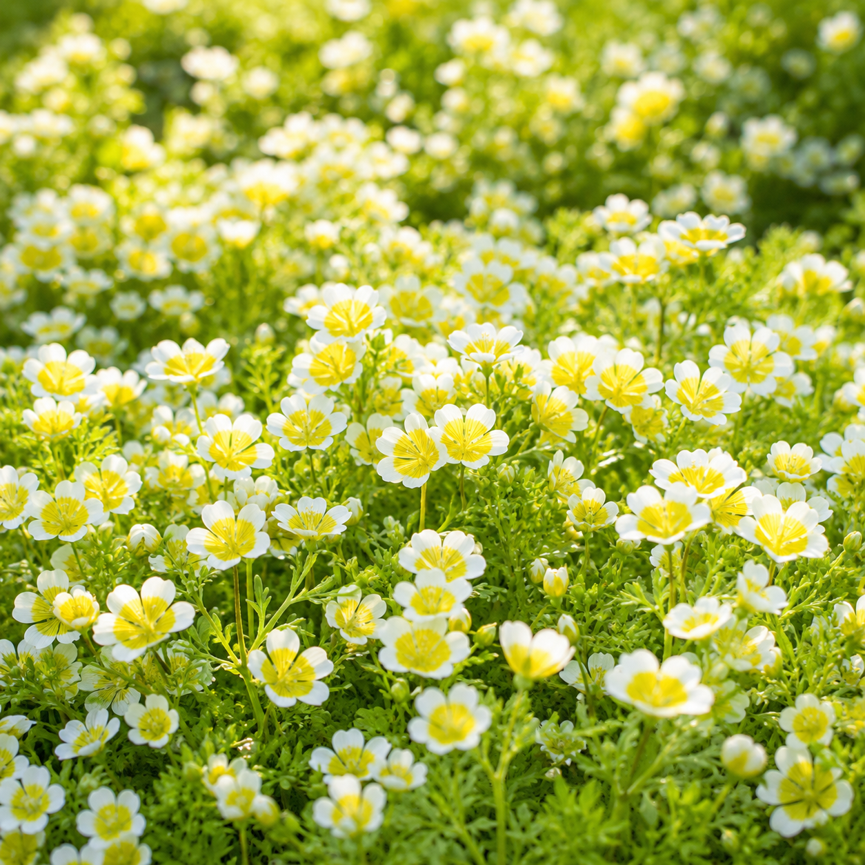 60 Pcs Poached Egg Seeds, Non-GMO, Limnanthes douglasii Seeds, Annual Flowers with Bright Yellow Centers, for Garden Borders and Patios