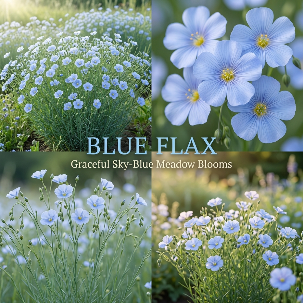 1050 Pcs Blue Flax Seeds, Cold-Hardy Plants, Grow Robust True Blue Blooms for Edging, Meadows & Outdoor Landscapes