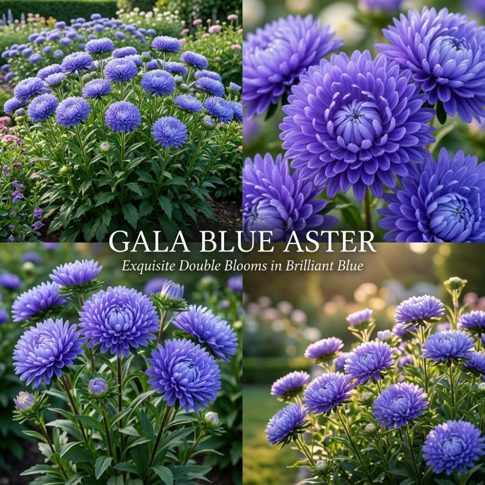 75 Pcs Gala Blue Aster Seeds, Non-GMO Heirloom Flowers for Patios, Vigorous Growth Delivering Spectacular Late Summer Petals