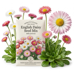 600 Pcs English Daisy Seeds Mix, Heirloom Bellis Perennis Mix for Planting, Fast-Growing Flowers for Charming Cool Season Gardens