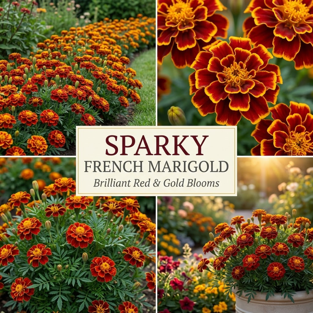 900 Pcs Sparky Marigold Seeds, Non-GMO Heirloom Flowers for Patios, Vigorous Growth, Low Maintenance Border Displays