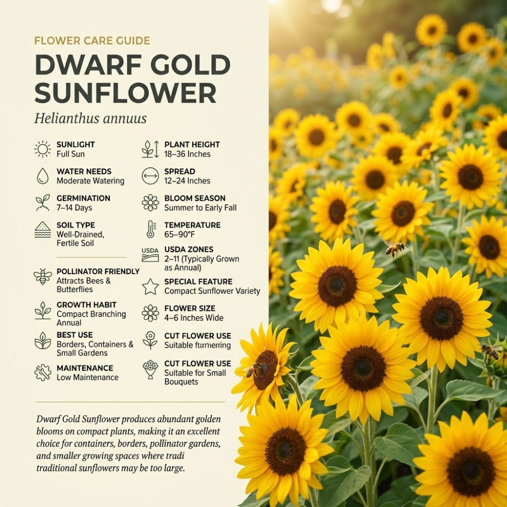 Heirloom Dwarf Sunflower Seeds, Drought-Resistant Compact Plants, Large Yellow Blooms for Stunning Summer Decor (90 Pcs)