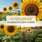 45 Mammoth Sunflower Seeds for Planting Outdoors, Sturdy Grey Stripe Heirloom, Vigorous Flowers Yielding Striking Giant Blooms for Backyards