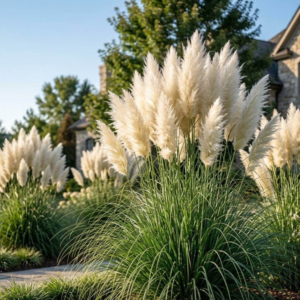 200 White Pampas Grass Seeds, High Germination Ornamental Grass for Planting, Robust Low Maintenance Tall Plumes for Sunlit Landscapes