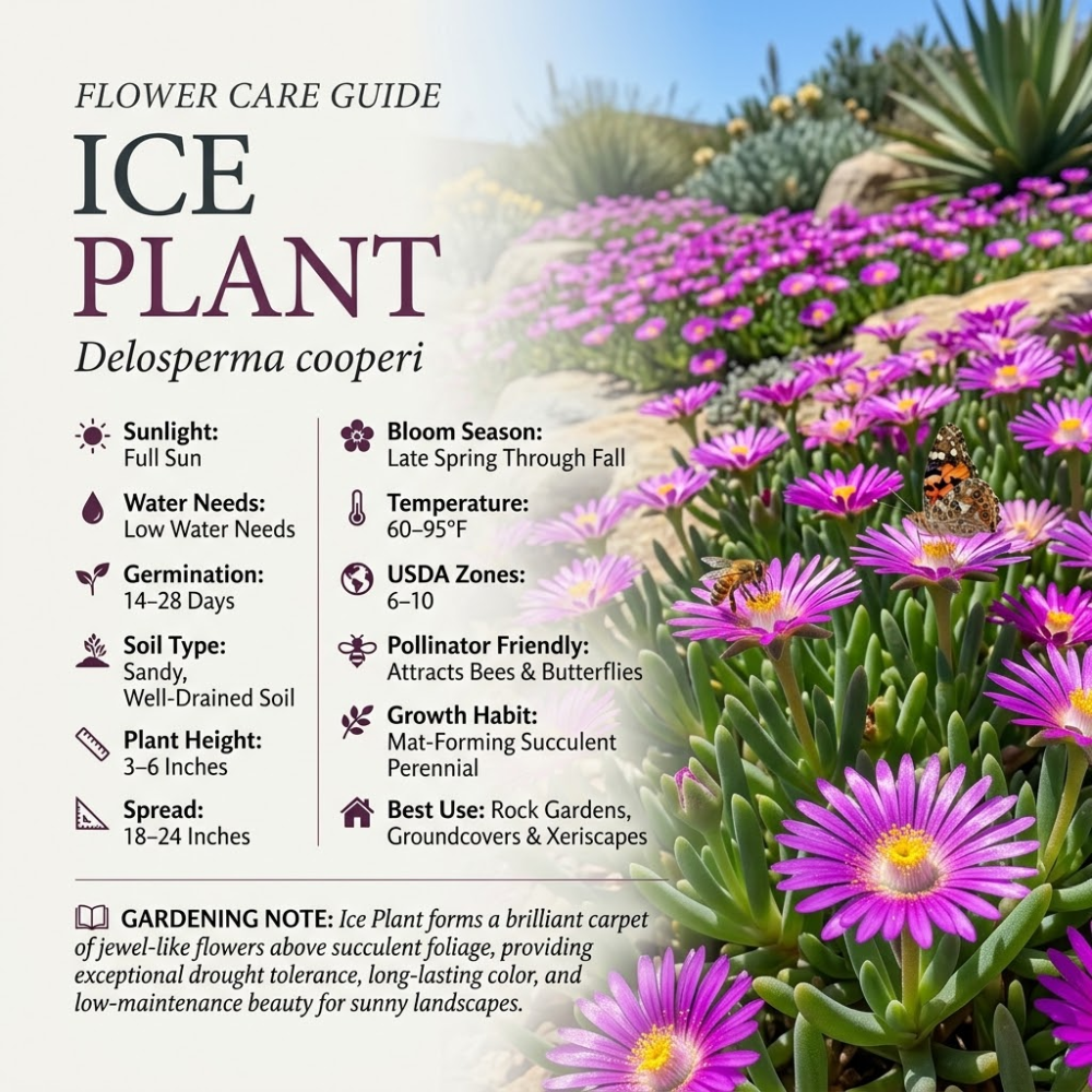 600 Pcs Ice Plant Seeds for Outdoors, Non-GMO Heirloom Flowers for Patios, Easy to Care Outdoor Yard Decor