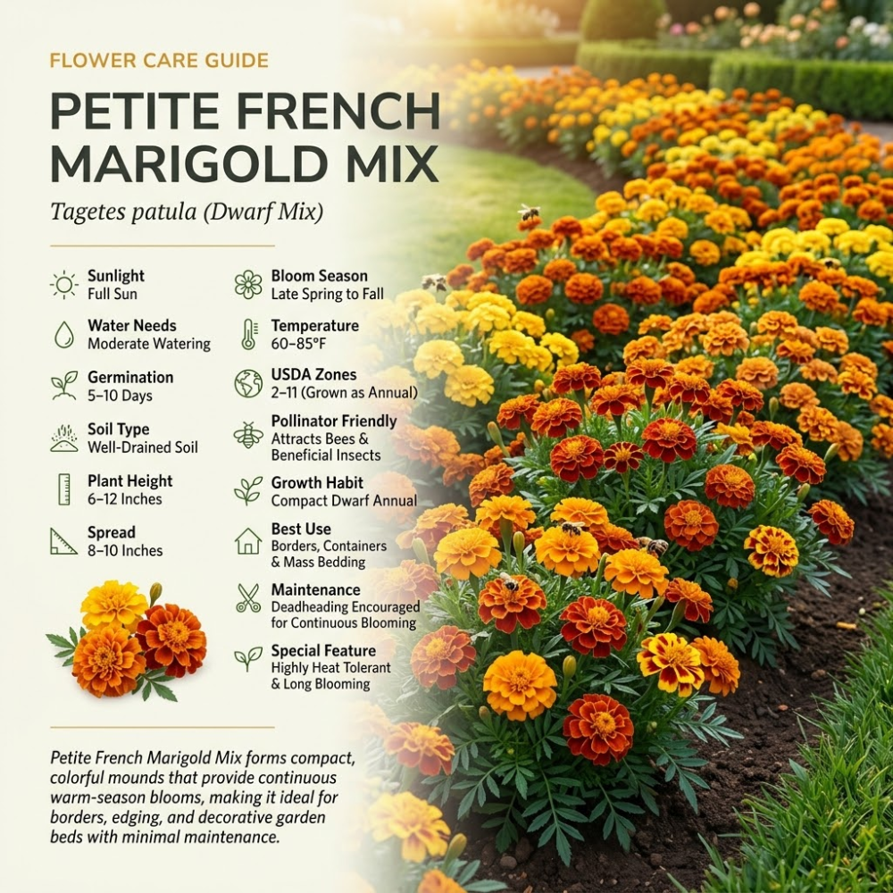 900 Pcs Petite Marigold Seeds, Non-GMO Heirloom Flowers for Patios, Vigorous Growth Delivering Spectacular Warm Color Mix