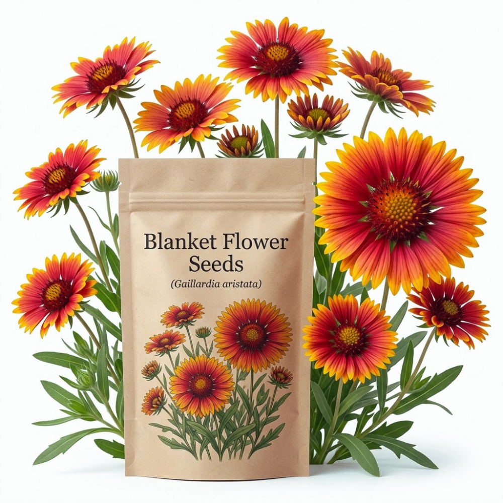 600 Pcs India Blanket Flower Seeds, Non-GMO Heirloom Gaillardia Aristata for Patios, Vigorous Growth, Low Maintenance Perennial