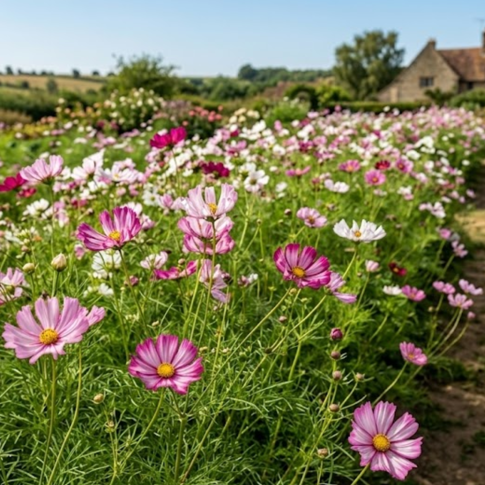 200 Pcs Sea Shells Cosmos Seeds, Heirloom Fluted Flower Mix for Planting, Fast-Growing Plants for Bright Sunlit Gardens & Floral Crafts