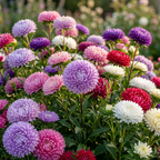 600 Pcs Mixed Powder Puff Asters Seeds, Grow Robust Fluffy Blooms for Edging, Bouquets & Outdoor Landscapes