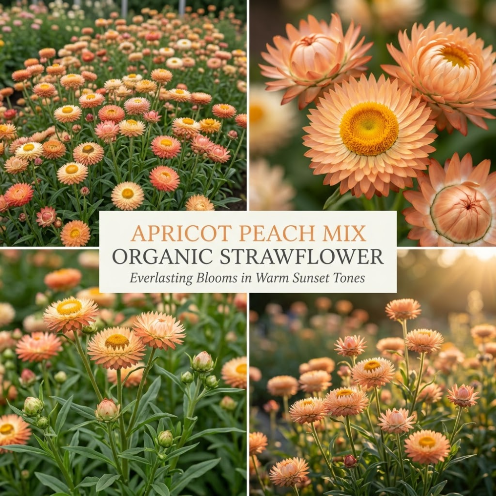75 Pcs Apricot Peach Strawflower Seeds, Grow Robust Papery Blooms for Edging, Bouquets & Outdoor Landscapes