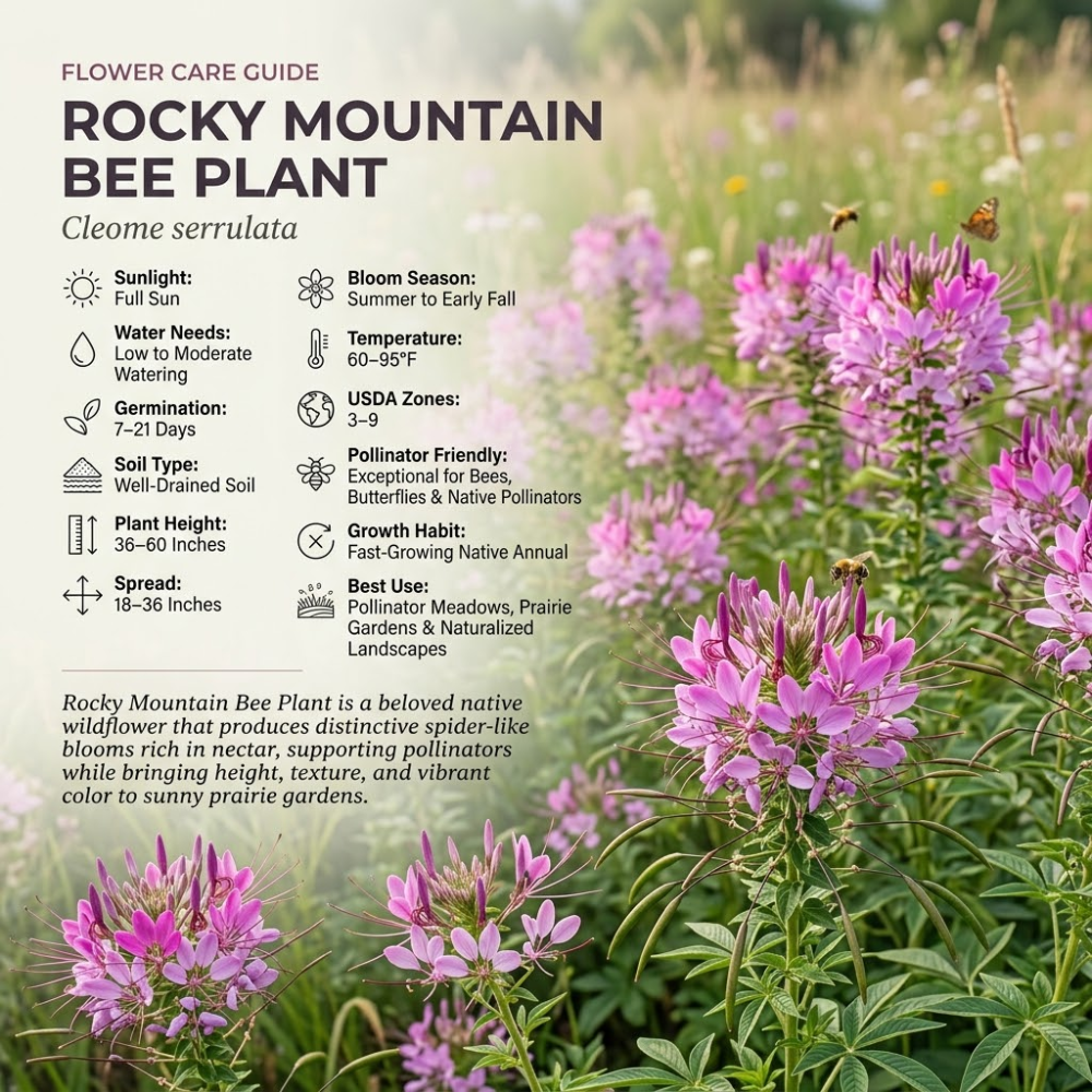 150 Pcs Rocky Mountain Bee Plant Seeds for Planting, Adaptable Heirloom Yielding Striking Purple Blooms, Easy to Care Outdoor Yard Decor