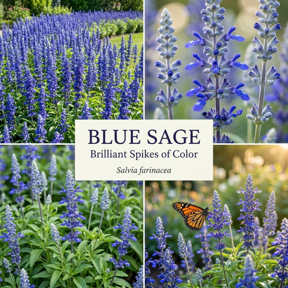 300 Pcs Salvia Seeds Perennial, Blue Sage Seeds, Robust Aromatic Foliage & Bright Blue Flowers, Easy to Care Outdoor Yard Decor