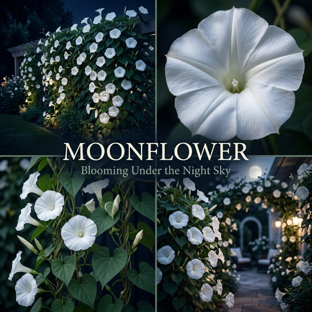 45 Pcs Night Blooming Moon Flower Seeds for Planting, Non-GMO Floral Vines for Outdoor Gardens, Sturdy Climbing Stems for Evening Gardens