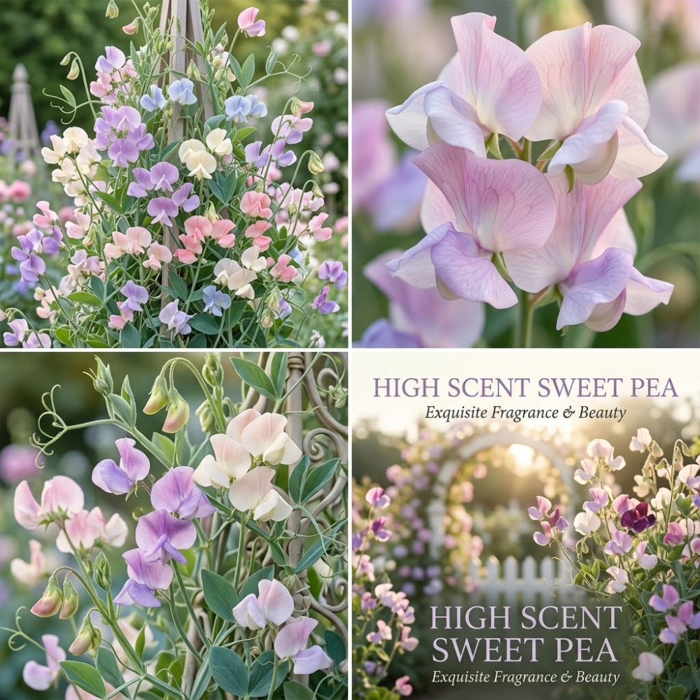 60 Pcs High Scent Sweet Pea Seeds for Planting, Non-GMO Heirloom Vines, Low Maintenance Climbing Décor, Easy to Care