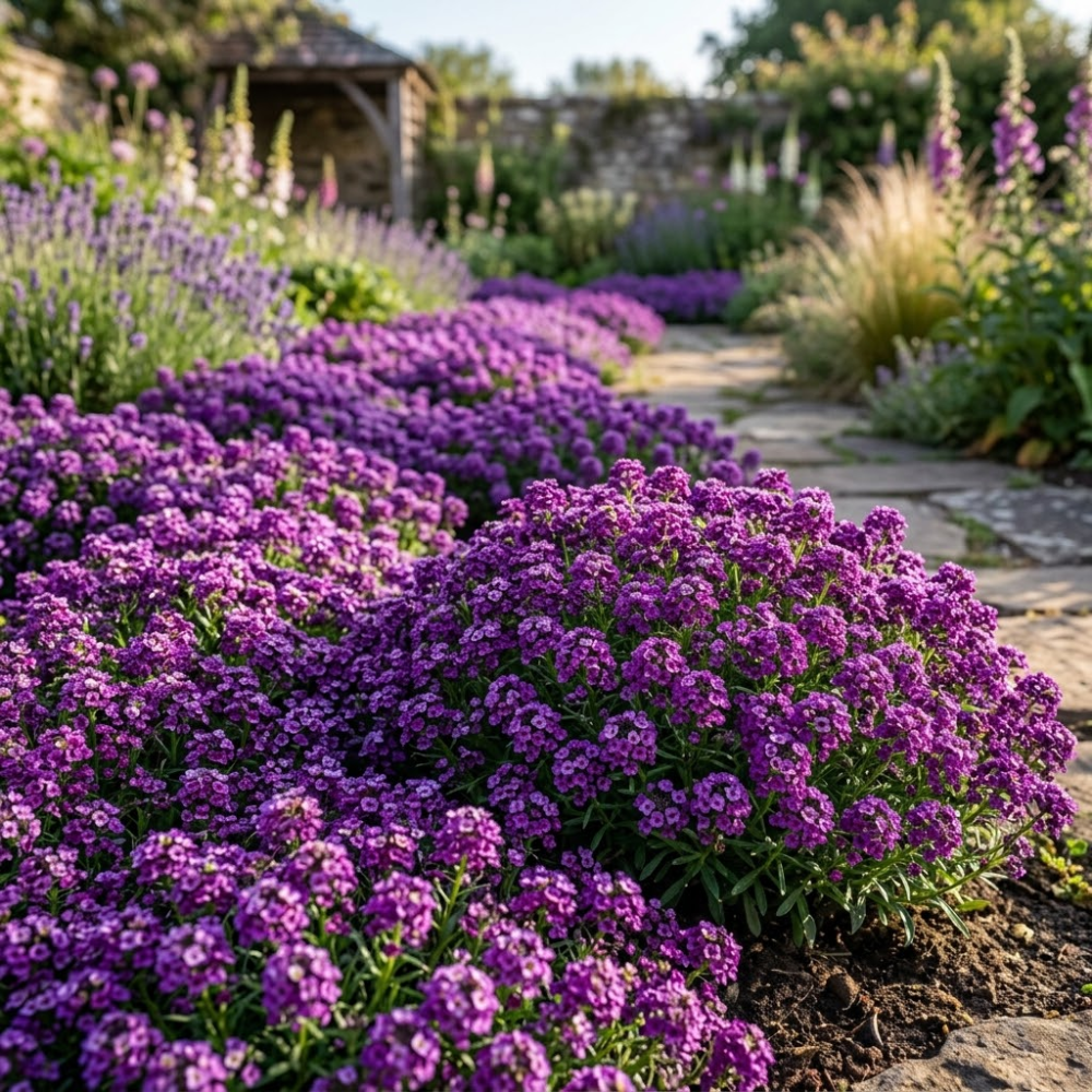 300 Sweet Alyssum Seeds for Planting Outdoors, Sturdy Violet Queen Heirloom, Vigorous Ground Cover Yielding Striking Blooms for Balconies