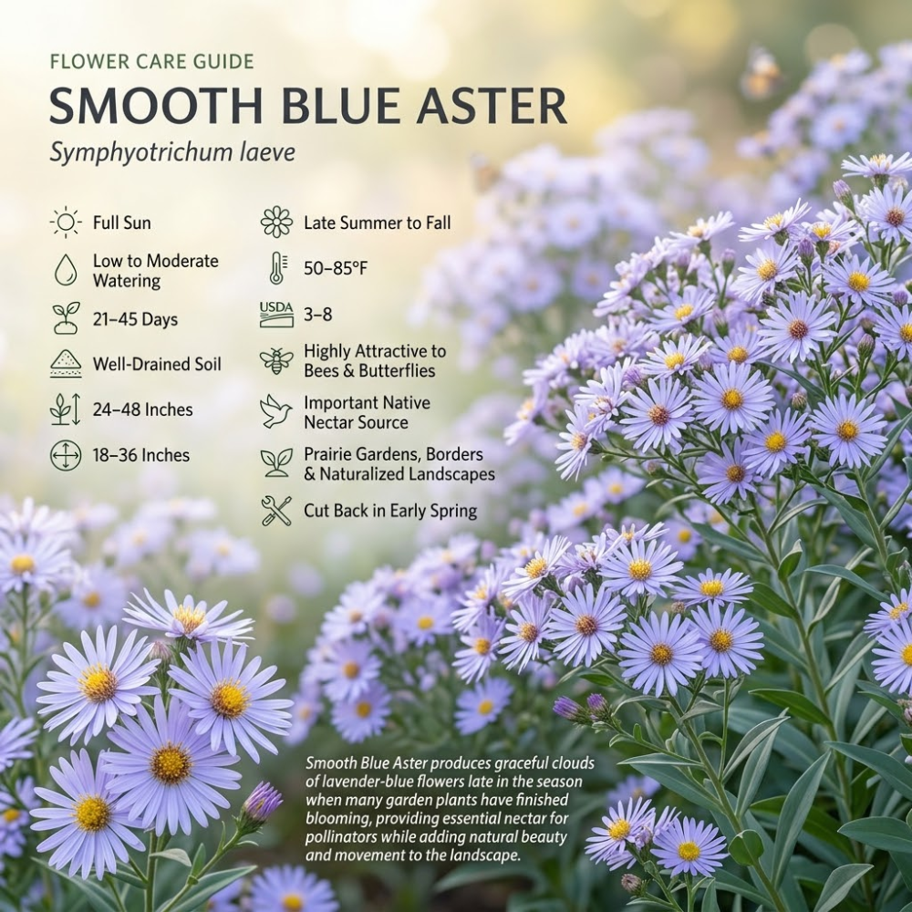 1500 Pcs Blue Aster Seeds for Planting, Stunning Cold-Hardy Non-GMO Floral Blooms for Outdoor Gardens, Sturdy Perennial Growth