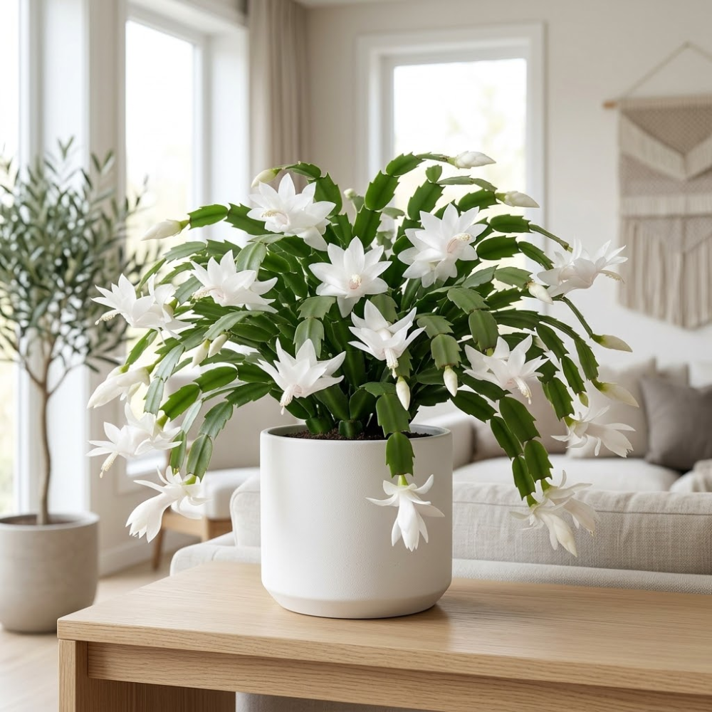 2 Red Christmas Cactus Live Plant, 5-6 Inch Tall, Easy to Care Indoor Winter Houseplant for Office Desk and Patio Decor, Vigorous Live Holiday Plant