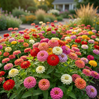 150 Zinnia Seeds for Planting Outdoors, Lilliput Mix Heirloom, Vigorous Dwarf Flowers Yielding Striking Pom-Pom Blooms for Balconies, Easy to Care