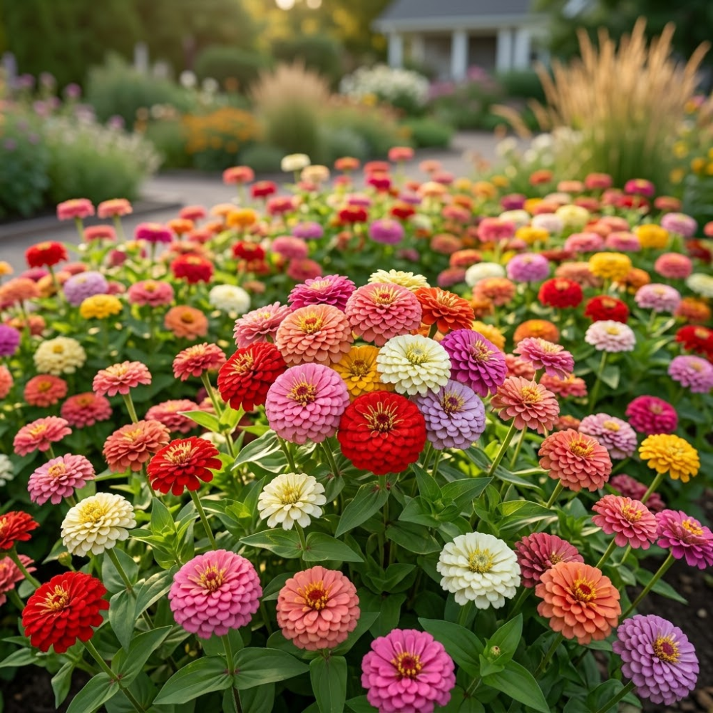 150 Zinnia Seeds for Planting Outdoors, Lilliput Mix Heirloom, Vigorous Dwarf Flowers Yielding Striking Pom-Pom Blooms for Balconies, Easy to Care
