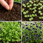 50 Pcs Penny Black Nemophila Seeds, Non GMO, Low Maintenance, Striking Deep Purple-Black Blooms for Patio Containers & Pollinator Gardens