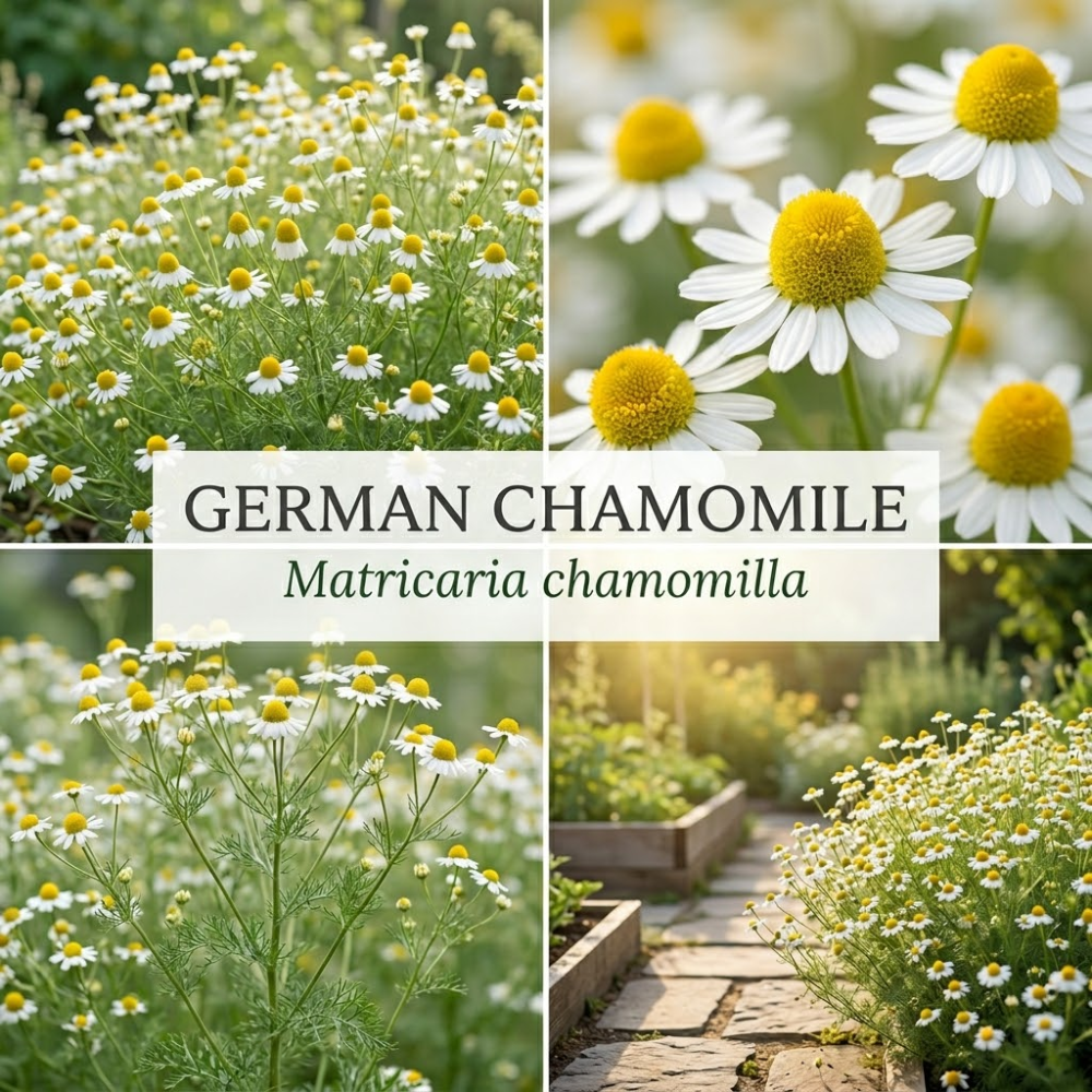 3 Packs German Chamomile Seeds for Planting (10500 Seeds), Stunning Aromatic Herb for Outdoor Gardens, Sturdy Growth with Striking Daisy-Like Blooms
