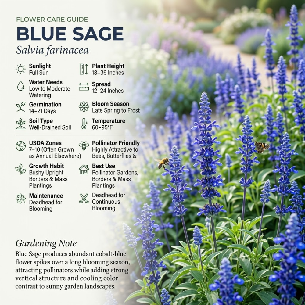 300 Pcs Salvia Seeds Perennial, Blue Sage Seeds, Robust Aromatic Foliage & Bright Blue Flowers, Easy to Care Outdoor Yard Decor