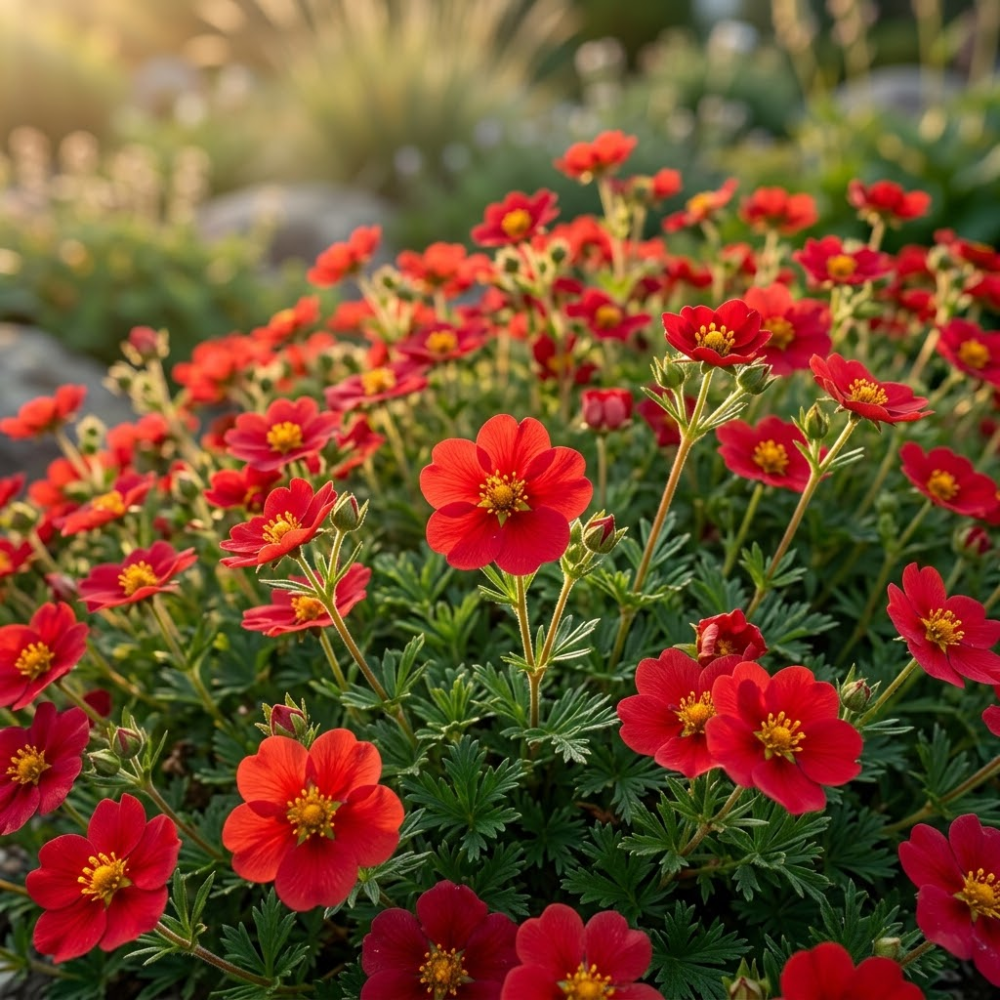 600 Pcs Scarlet Cinquefoil Seeds, Vigorous, Cold-Hardy Perennial Plants, Grow Robust Red Blooms for Ground Cover, Patios & Outdoor Landscapes
