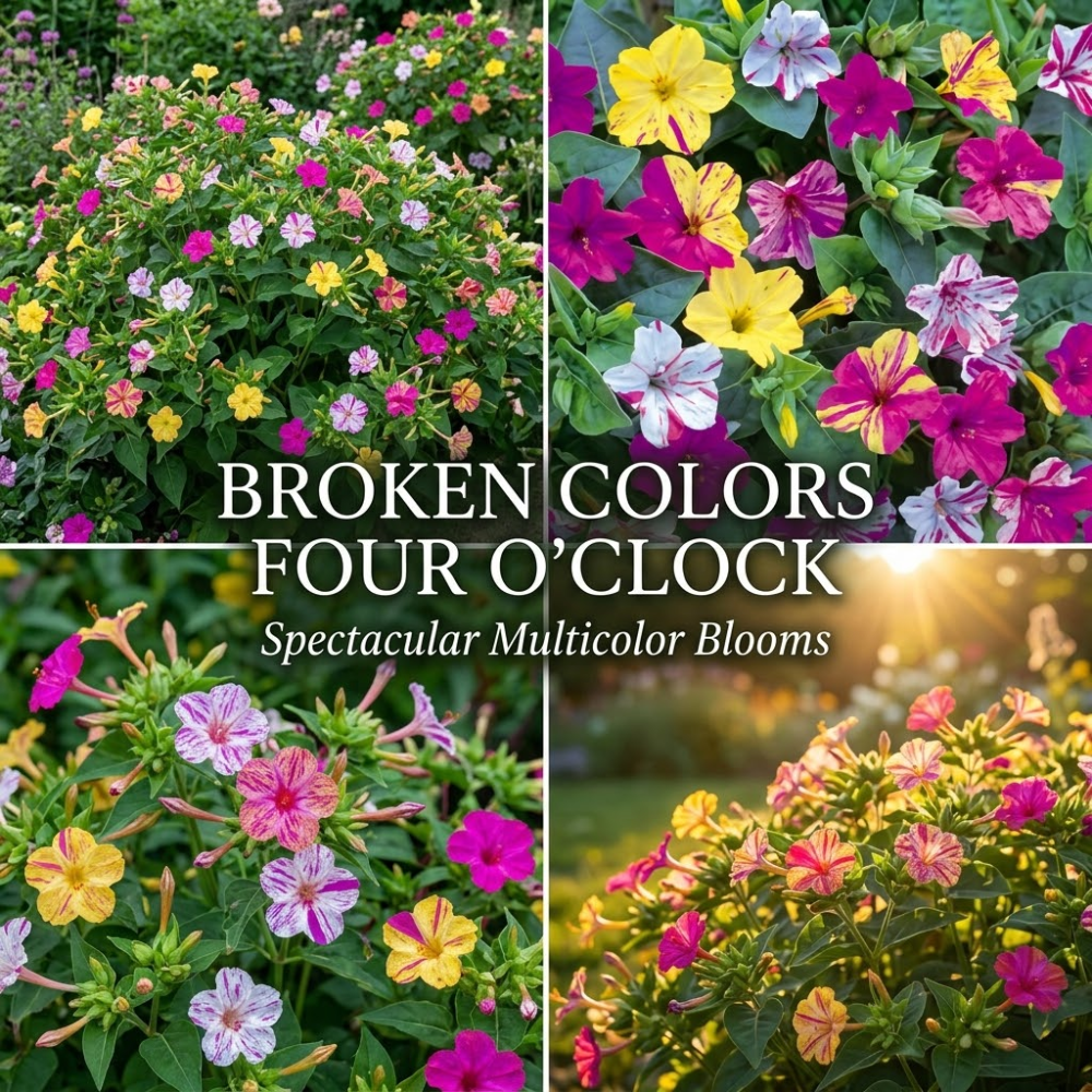 75 Pcs Four O'Clock Seeds for Outdoors, Robust Bushy Foliage & Bright Striped Flowers, Easy to Care Outdoor Yard Decor