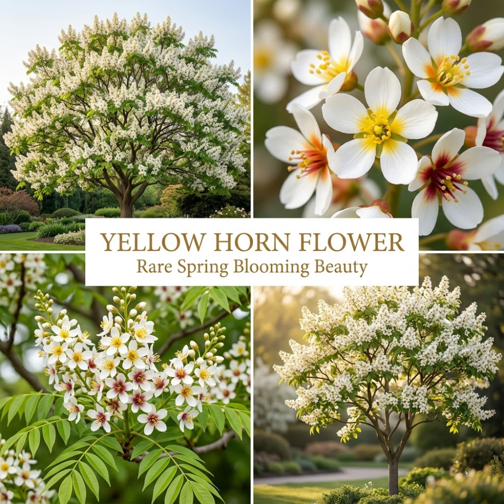 15 Pcs Yellowhorn Seeds for Planting, Stunning Drought-Tolerant Non-GMO Floral Blooms for Outdoor Gardens, Sturdy Growth