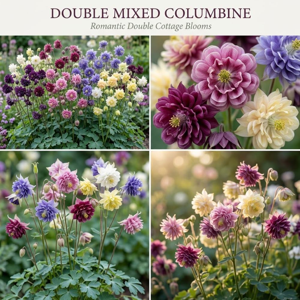 300 Pcs Columbine Seeds Perennial for Planting Outdoors, Double Mixed Heirloom, Vigorous Flowers Yielding Striking Ruffled Blooms for Gardens