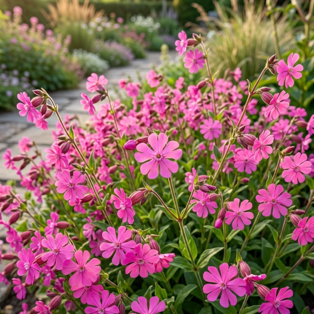 900 Pcs Nodding Catchfly Seeds, Vigorous, Cold-Hardy Plants, Grow Robust Pink Blooms for Rock Gardens