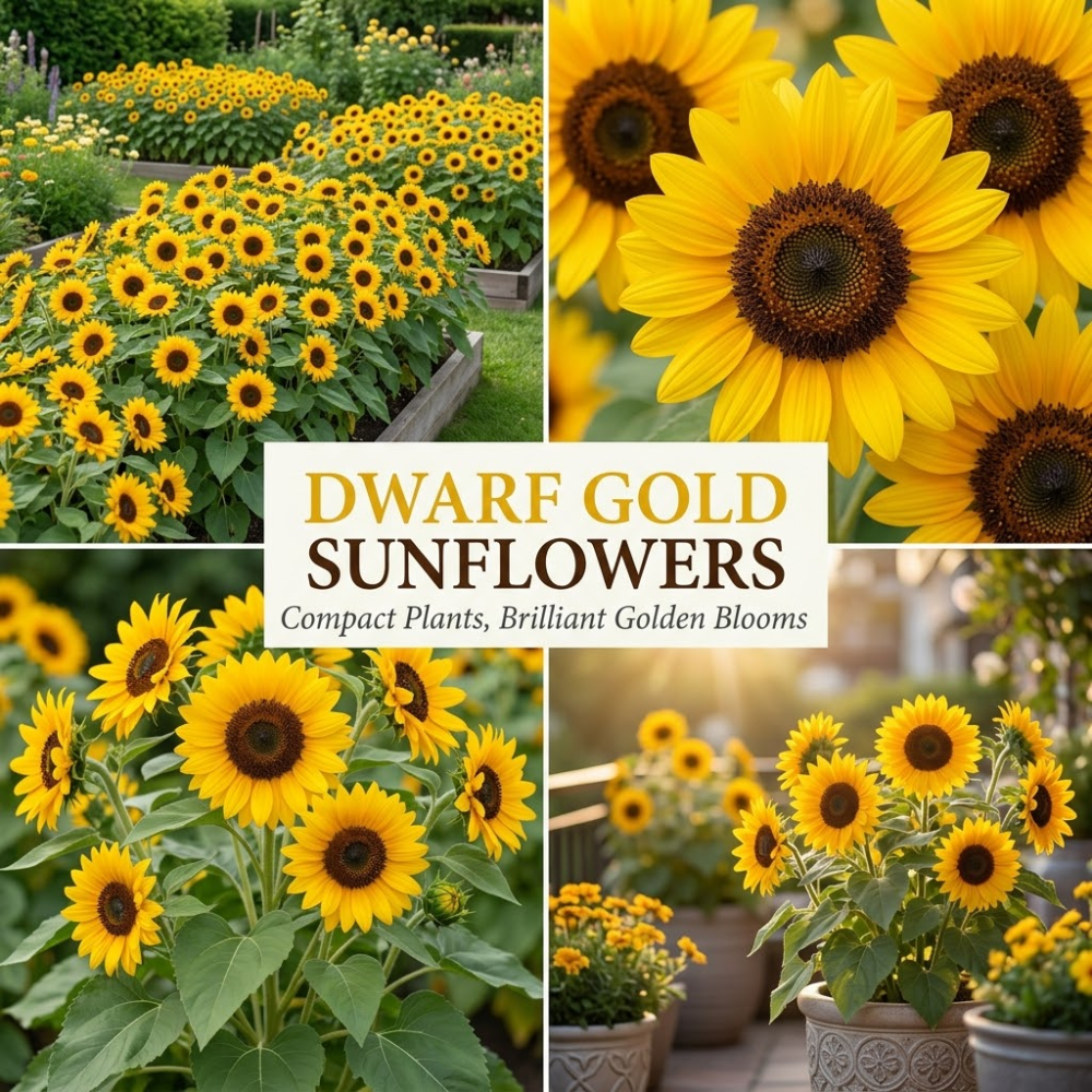 Heirloom Dwarf Sunflower Seeds, Drought-Resistant Compact Plants, Large Yellow Blooms for Stunning Summer Decor (90 Pcs)