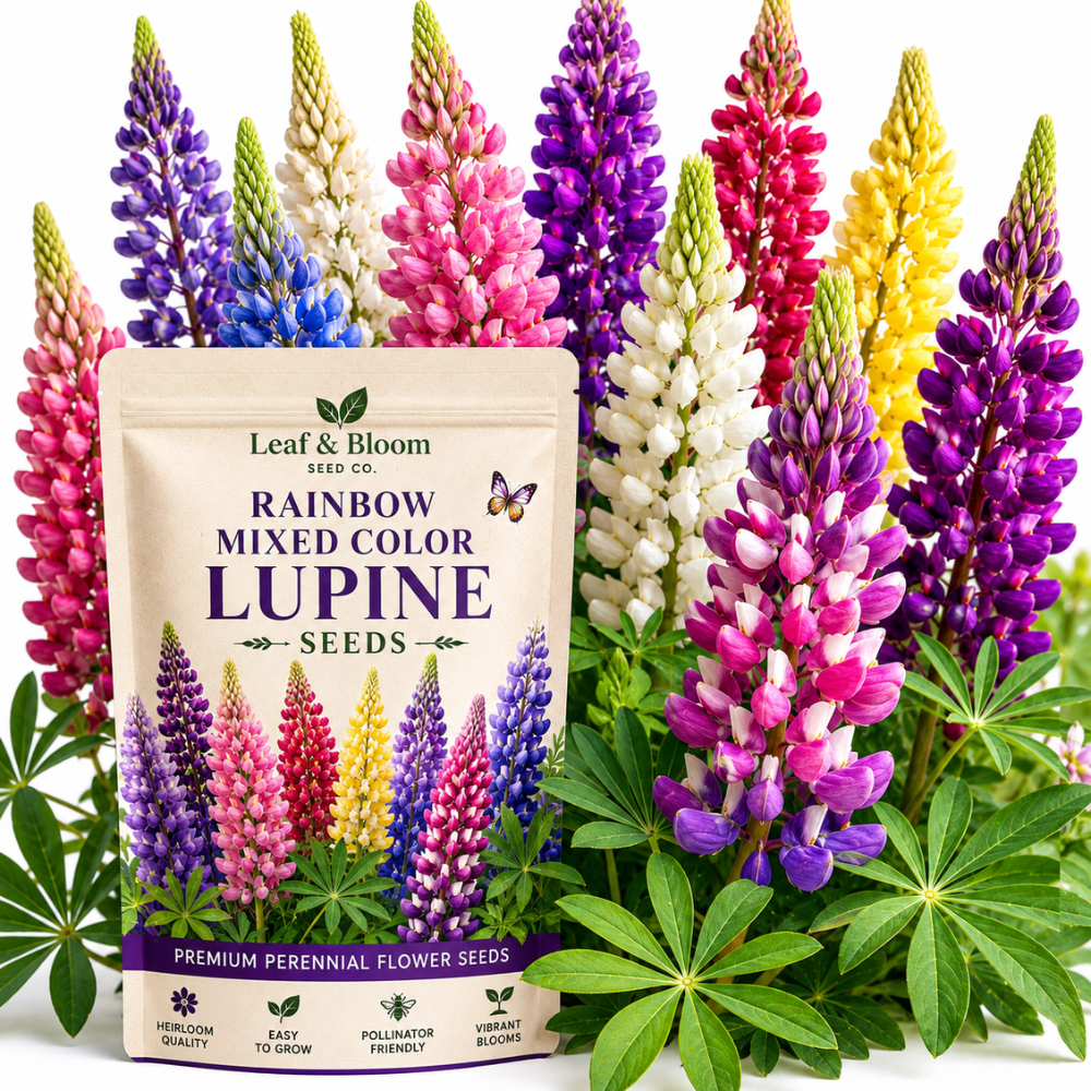 100 Pcs Rainbow Lupine Mix Seeds for Planting, Cold-Hardy Non-GMO Floral Blooms for Patios, turdy Tall Stems with Striking Mixed Colors