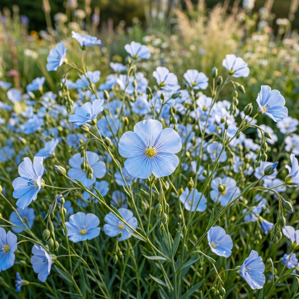 1050 Pcs Blue Flax Seeds, Cold-Hardy Plants, Grow Robust True Blue Blooms for Edging, Meadows & Outdoor Landscapes