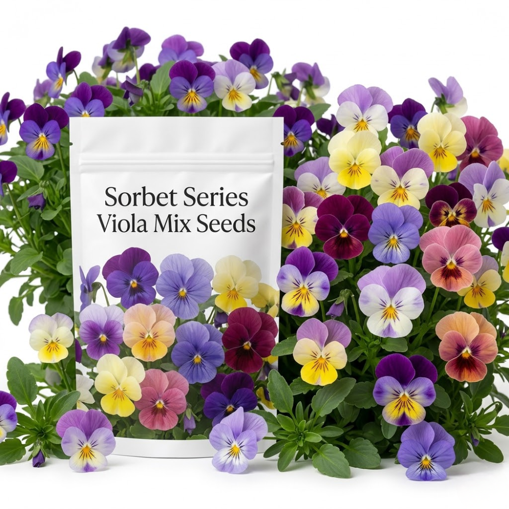 75 Viola Sorbet Series Mix Seeds for Planting, Stunning Cold-Hardy Non-GMO Floral Blooms for Outdoor Gardens - Sturdy Growth with Striking Colors