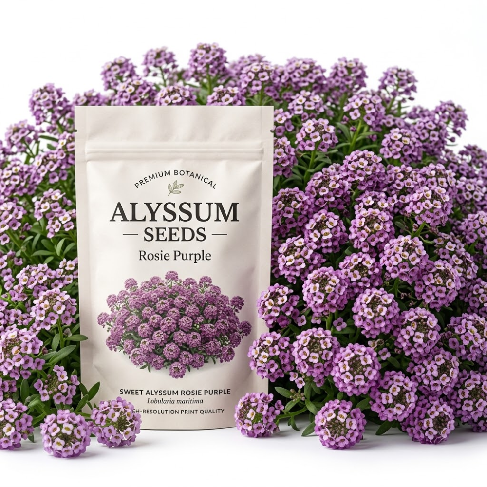 4500 Sweet Alyssum Seeds for Planting Outdoors, Sturdy Rosie Purple Heirloom, Vigorous Ground Cover Yielding Striking Blooms for Balconies