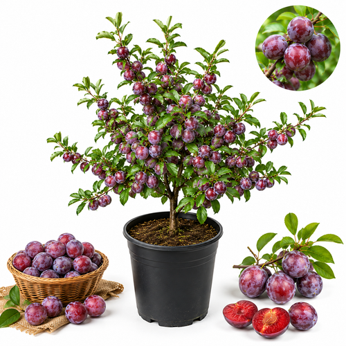 Methley Japanese Plum Tree Live Plant, 3 Feet Tall, Fast Growing Plumtree Fruit Trees Live Plants for Patio and Landscape (No Ship to CA, HI, AK)