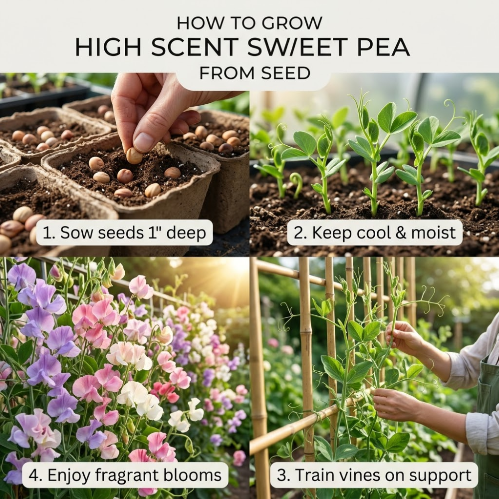 60 Pcs High Scent Sweet Pea Seeds for Planting, Non-GMO Heirloom Vines, Low Maintenance Climbing Décor, Easy to Care