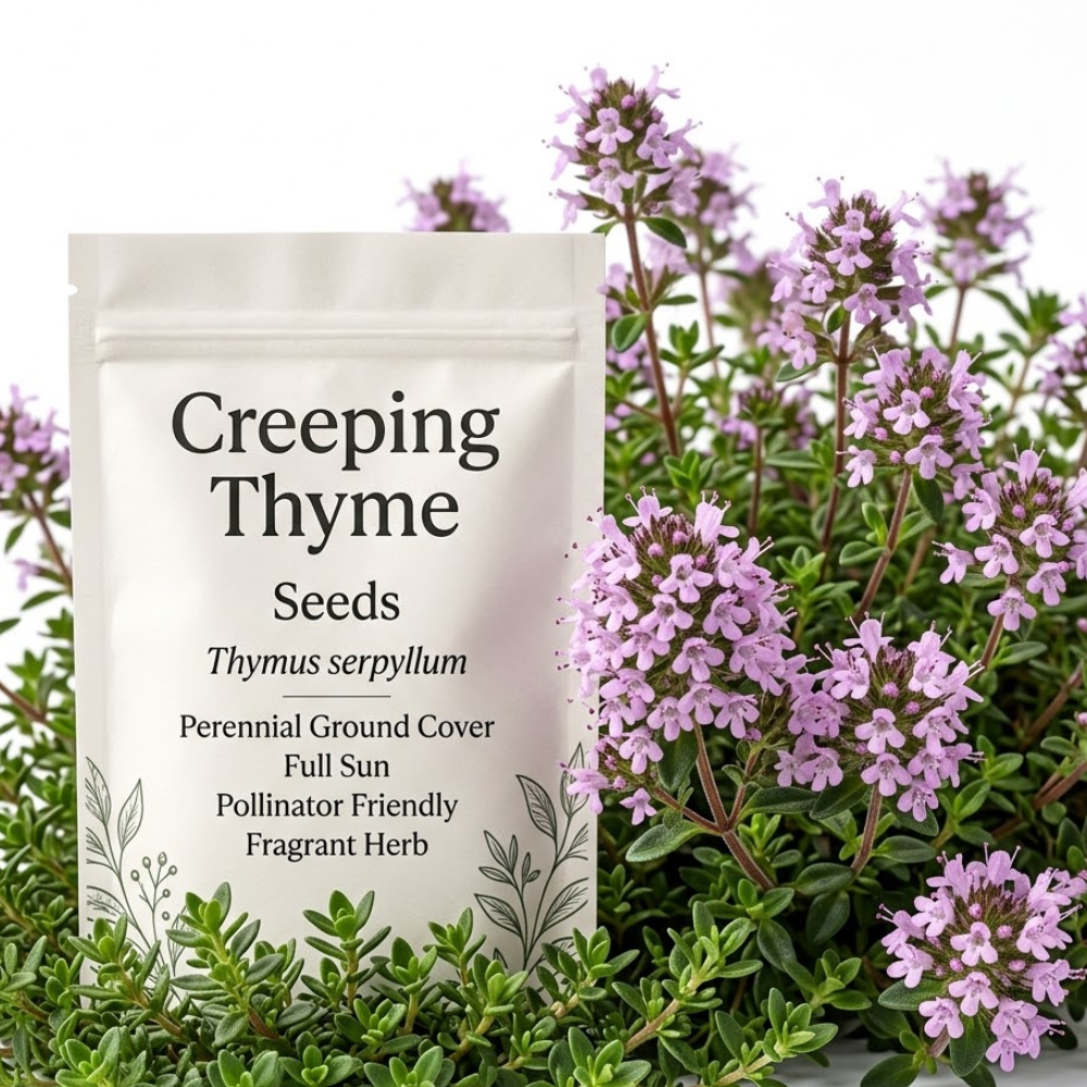 750 Pcs Creeping Thyme Seeds, Non-GMO Heirloom Ground Cover for Patios, Easy to Care Outdoor Yard Pathway Décor, Low Maintenance Perennial