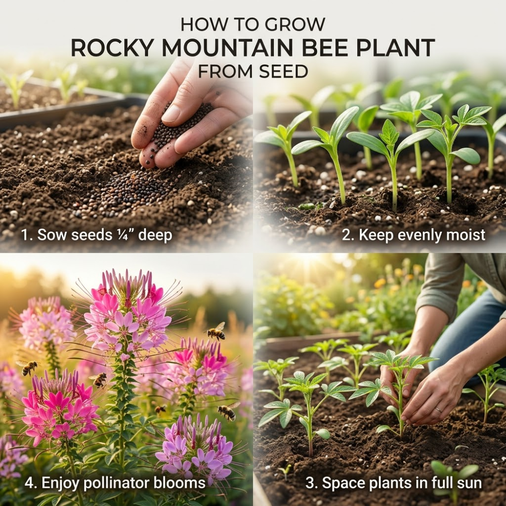 150 Pcs Rocky Mountain Bee Plant Seeds for Planting, Adaptable Heirloom Yielding Striking Purple Blooms, Easy to Care Outdoor Yard Decor