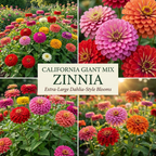 150 Zinnia Seeds for Planting Outdoors, Sturdy California Giant Mix Heirloom, Vigorous Tall Flowers Yielding Striking Large Blooms for Backyards, Easy to Care