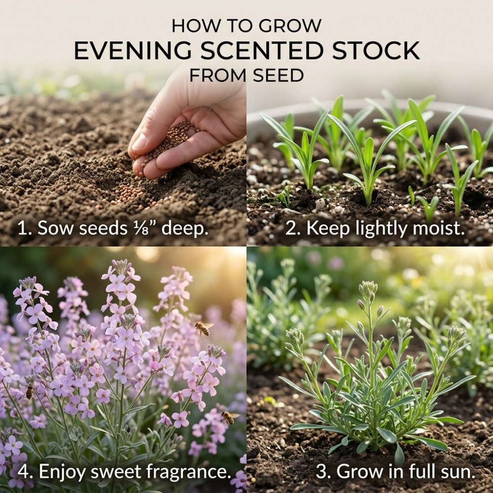 2500 Pcs Evening Scented Stock Seeds, Non-GMO Heirloom Fragrant Flowers, Low Maintenance Cold-Hardy Night Blooms for Yard Borders & Patios