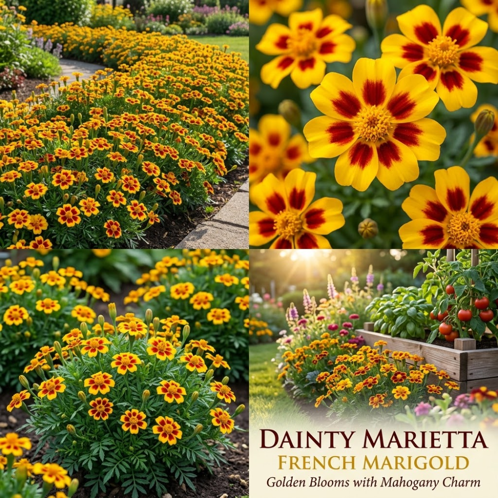 600 Pcs French Marigold Seeds, Non-GMO Heirloom Dainty Marietta Flowers for Patios, Vigorous Growth, Low Maintenance Border Displays