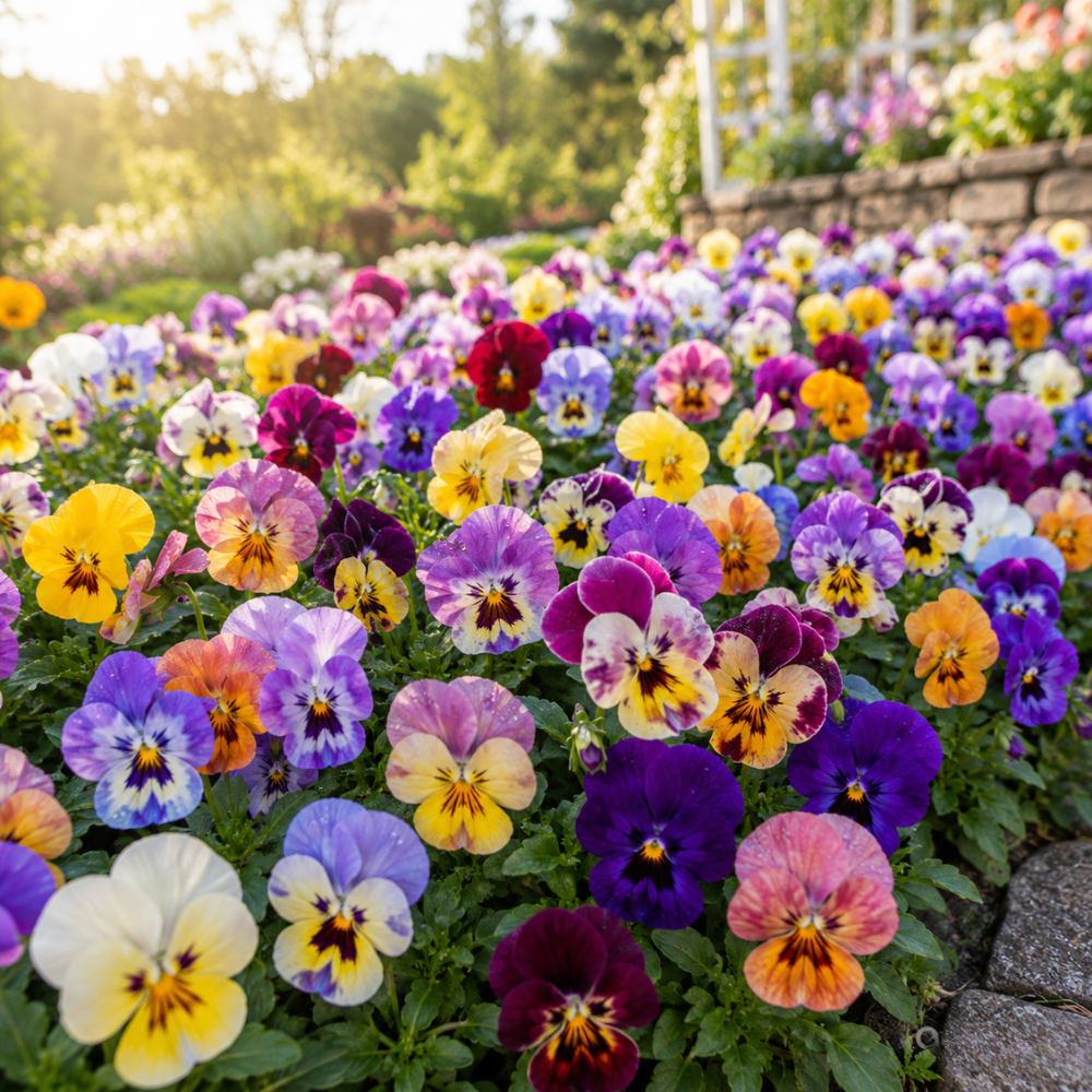 75 Viola Sorbet Series Mix Seeds for Planting, Stunning Cold-Hardy Non-GMO Floral Blooms for Outdoor Gardens - Sturdy Growth with Striking Colors