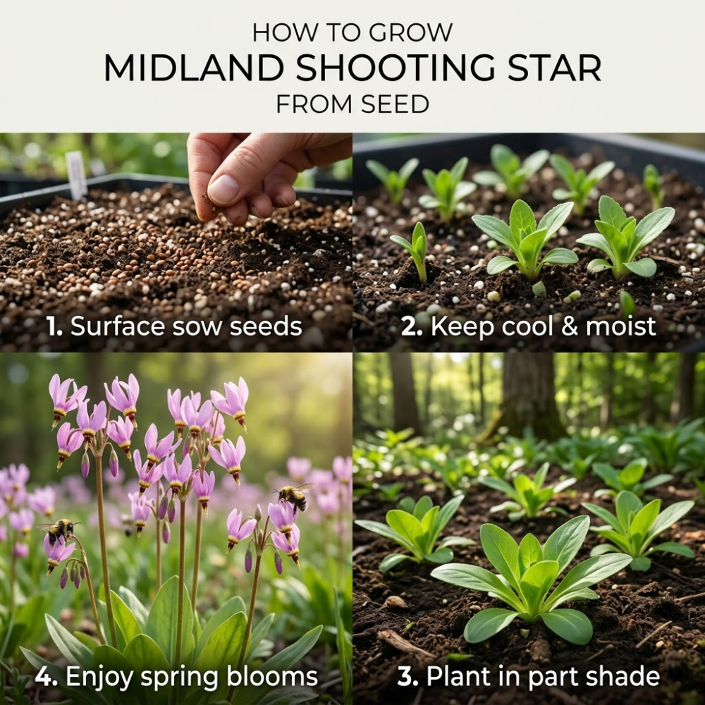 25 Pcs Midland Shooting Star Seeds for Planting Outdoors, Non-GMO Heirloom Perennial Flowers, Low Maintenance Pink & White Blooms for Woodland Gardens